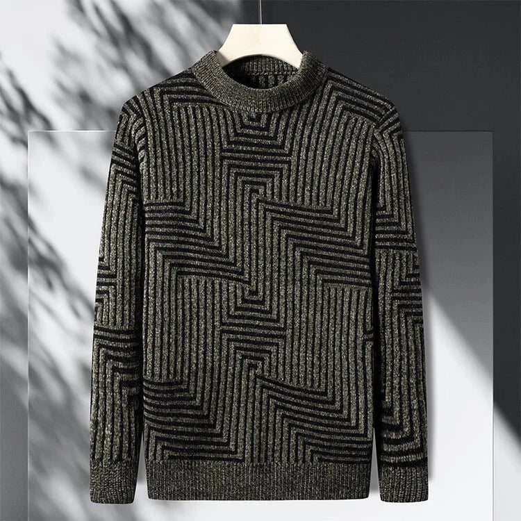 Men's Casual Striped Sweater - Hayes Carter